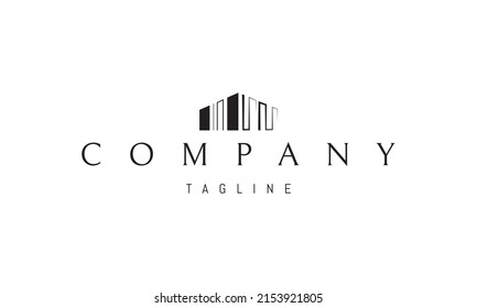 Logo vector en el que se ve una imagen abstracta de un edificio moderno en perspectiva.