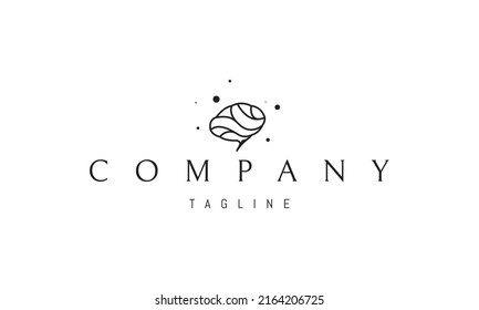 Vector logo on which an abstract image of the brain with convolutions in a linear style.