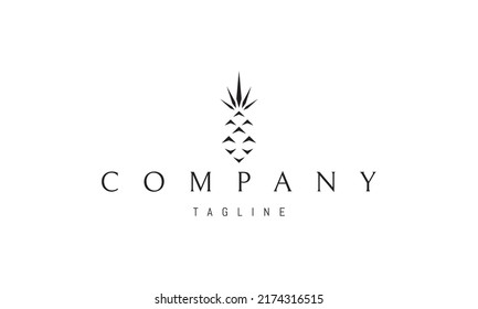 Vector logo on which an abstract image of a pineapple in a minimalist style.