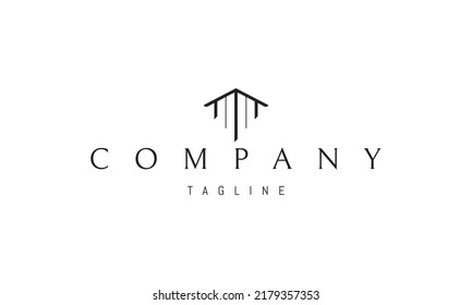 Vector logo on which an abstract image of the corner of the house in the form of a Greek column.