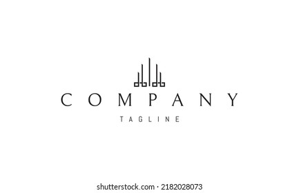 Vector logo on which an abstract image of a row of columns in the ancient Greek style.
