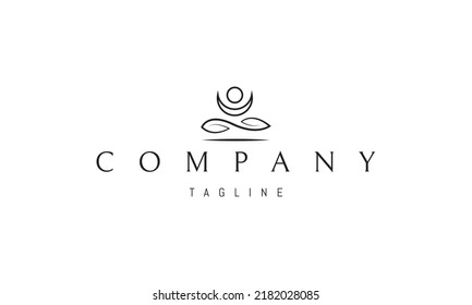 Vector logo on which an abstract image of a meditating monk in the lotus position.