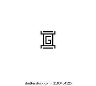 Vector logo on which an abstract image of a Greek column with an oblique shadow. 