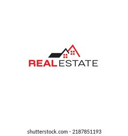 Vector logo on which the abstract image of the silhouette of the houses in a linear style.