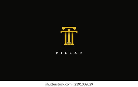 Vector Logo On Which An Abstract Image Of A Greek Column With An Oblique Shadow.