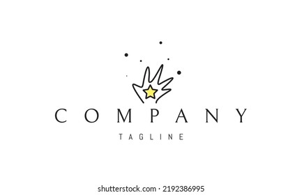 Vector logo on which an abstract image of a child's hand on which lies a star.