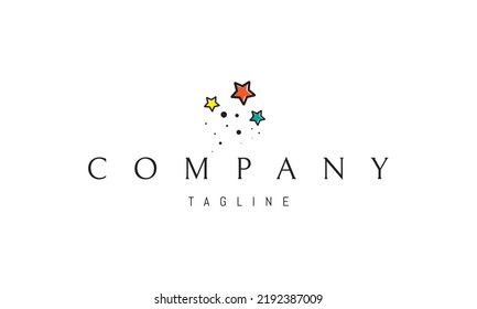 Vector logo on which an abstract image of a salute of multi-colored stars.