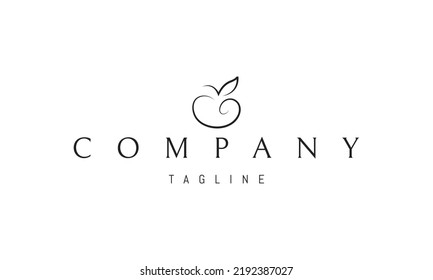 Vector logo on which an abstract image of fresh fruit in a linear style.