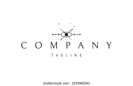 Vector logo on which an abstract image of the alchemical symbol of the eye in space.