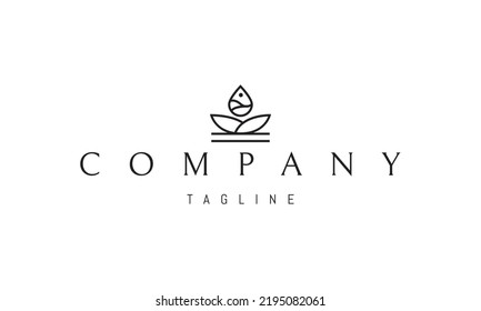 Vector logo on which an abstract image of a fish and a plate made up of leaves.