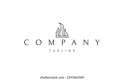 Vector logo on which an abstract image of a burning flame in a linear style.