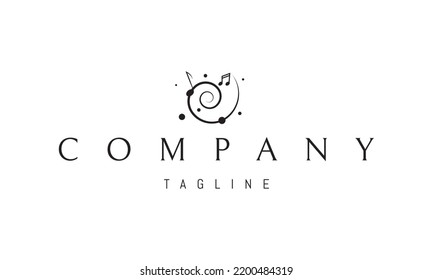 Vector logo on which an abstract image of a whirlpool of melody and notes.