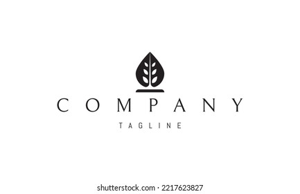 Vector logo on which an abstract image of a water drop with a silhouette of wheat inside.