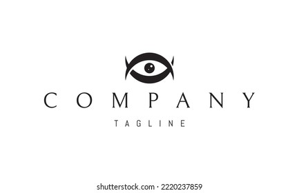 Vector logo on which an abstract image of an eye made up of two inverted moons.