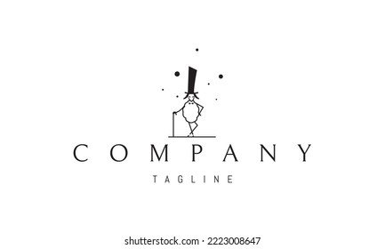 Vector logo on which an abstract image of a gentleman sheep in a bow tie and with a cane.