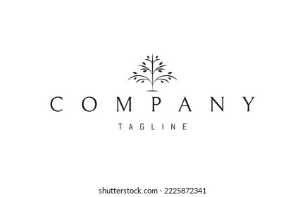 Vector logo on which an abstract image of a tree in a minimalist style.