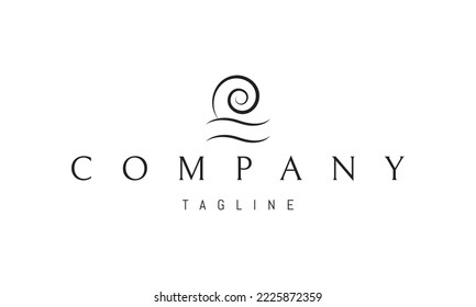 Vector logo on which an abstract image of a shell and two waves.