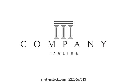 Vector logo on which an abstract image of three ancient Greek columns.