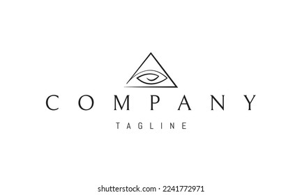 Vector logo on which an abstract image of the eye in the center of the pyramid personifies the god Ra.