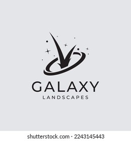 Vector logo on which an abstract image of a galaxy