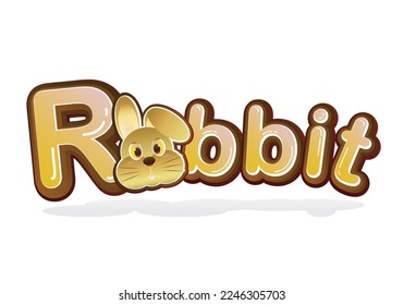 Vector logo on which an abstract image of a curious face rabbit in the background