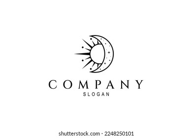 Vector logo on which the abstract image of the moon and sun on a white background
