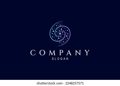 Vector logo on which an abstract image of a spiral galaxy 