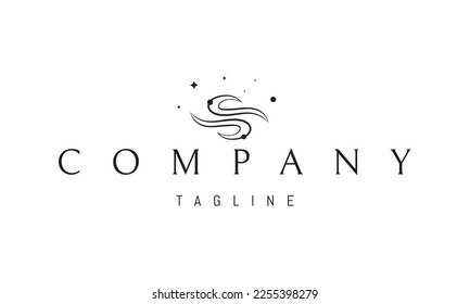 Vector logo on which an abstract image of cosmic waves against the background of stars.