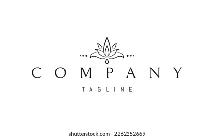 Vector logo on which an abstract image of a blossoming flower bud with a drop under it.