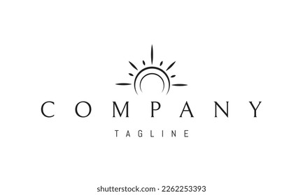 Vector logo on which an abstract image of a shining sun in a minimalist style.