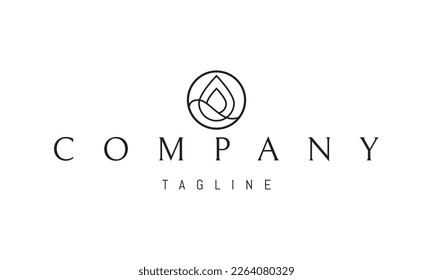 Vector logo on which an abstract image of a drop of water in a circle with a wave.