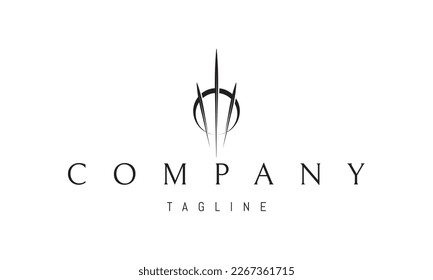Vector logo on which an abstract image of three sharp rays that pass through the moon.
