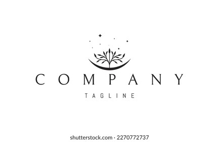 Vector logo on which an abstract image of a fertile tree with a moon at the base.