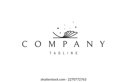 Vector logo on which an abstract image of a leaf floating down the river in the form of a boat.