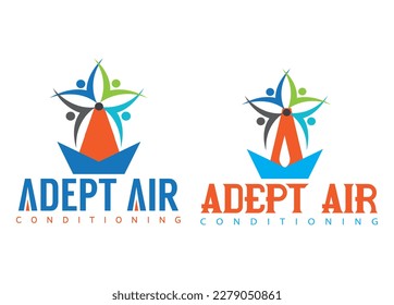 Vector logo on which an abstract image of a fan from an air conditioner.