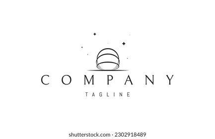 Vector logo on which an abstract image of several celestial spheres against the background of stars.
