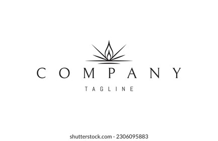 Vector logo on which an abstract image of a candle flame in the form of a leaf.