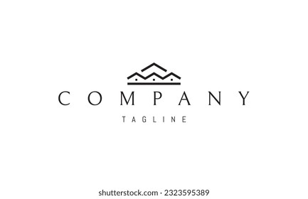 Vector logo on which an abstract image of several roofs of houses.