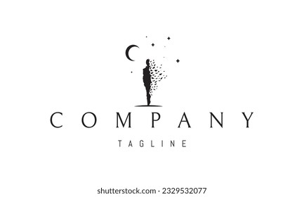 Vector logo on which an abstract image personifies the statement, nothing lasts forever under the moon.
