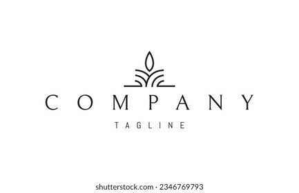Vector logo on which an abstract image of a growing plant in a linear style.