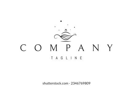 Vector logo on which an abstract image of a tea infuser in the form of a leaf.