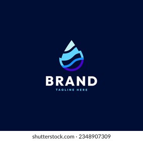 Logo del vector en el que se ve una imagen abstracta de una gota de agua 