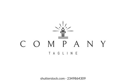 Vector logo on which an abstract image of the top of a shining lighthouse.