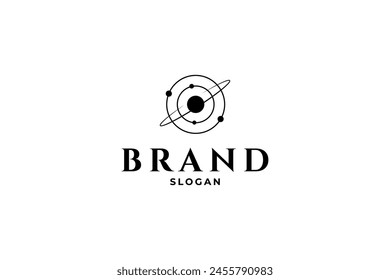 Vector logo on which the abstract image of the solar system.