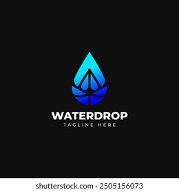 Vector logo on which an abstract image of a drop of water 