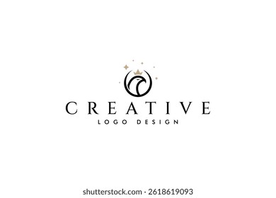 Um logotipo vetorial no qual uma imagem abstrata de uma águia vestindo uma coroa dourada adornada com estrelas