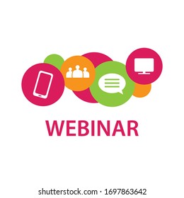 vector logo for online webinar, web conference