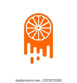 vector logo of orange fruit and fruit juice drops