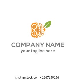  vector logo of orange fruit and wheel