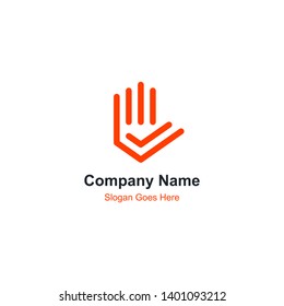 Vector Logo Orange Hand Check Mark Volunteer Help Care 